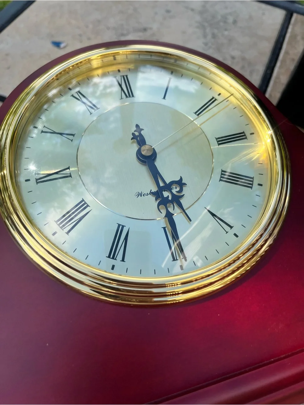 New vintage cherry colored Battery Operated Westminster mantle clock